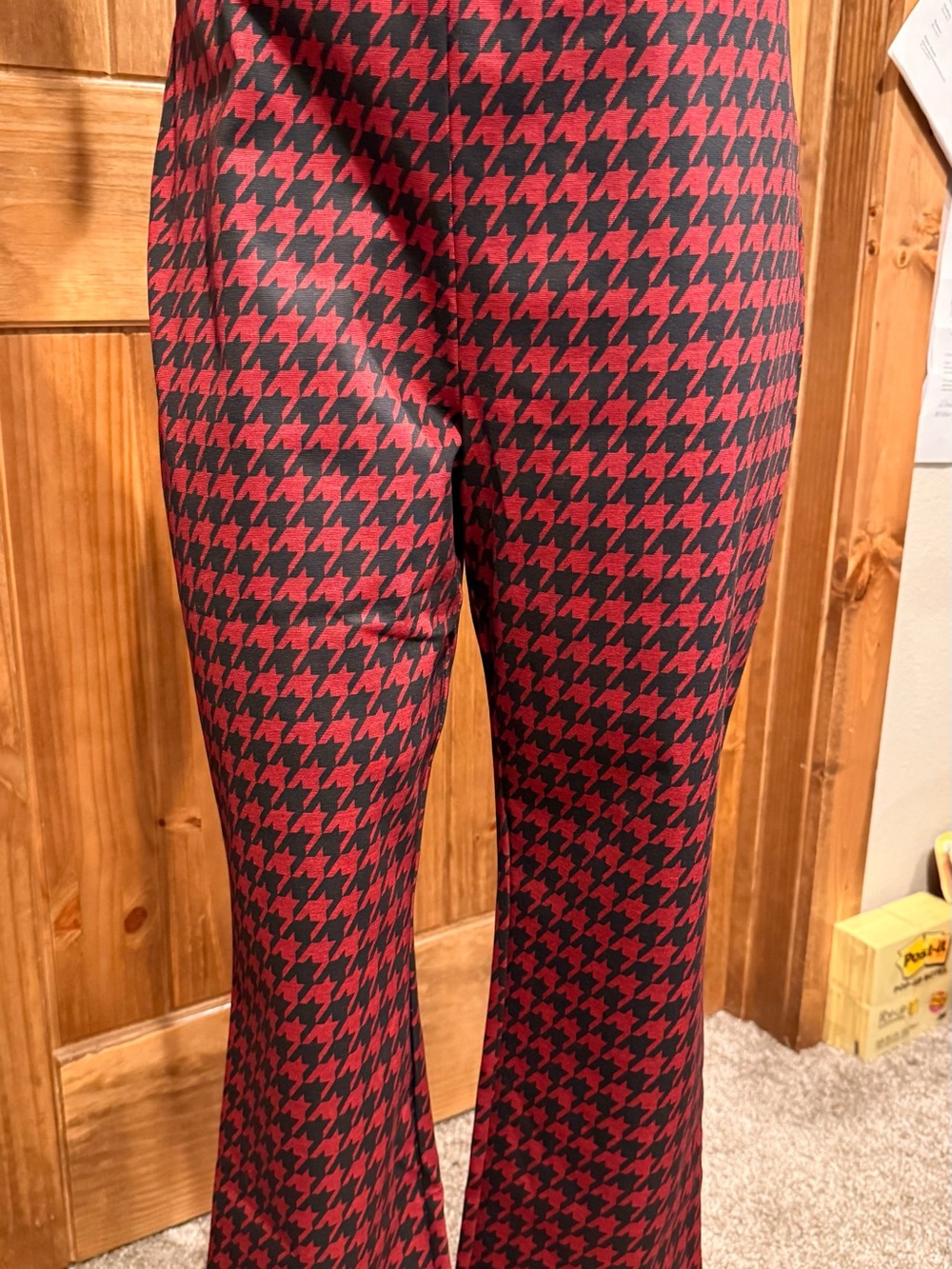 Sanctuary Red and Black Houndstooth Flare Pants